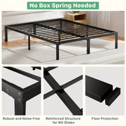 Metal Bed Frame Support Sturdy Platform Mattress Foundation with Under Storage Space No Box Spring Needed Black Full Queen King Twin Size