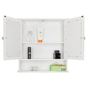 DB White Indoor Wall-Mounted Double Door Cabinet Rectangular LED Illuminated Bathroom Mirror IP44 Rated for Kitchen Use