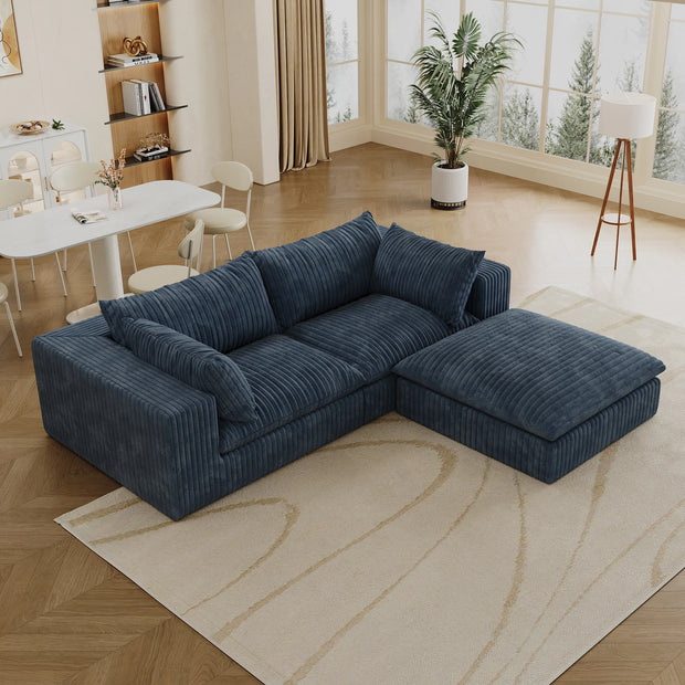 JIYI Cloud Sofa Bed Vacuum Compressed Sofa With Corduroy Fabric And Removable Cushion