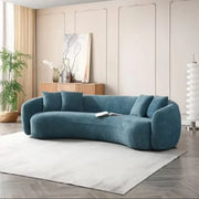 Curved Five Seater Sectional Sofa Set Corduroy Upholstered Tufted Modern Design Thick Padding Apartment-Friendly