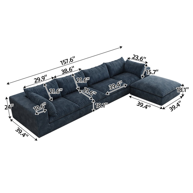 JIYI Cloud Sofa Bed Vacuum Compressed Sofa With Corduroy Fabric And Removable Cushion