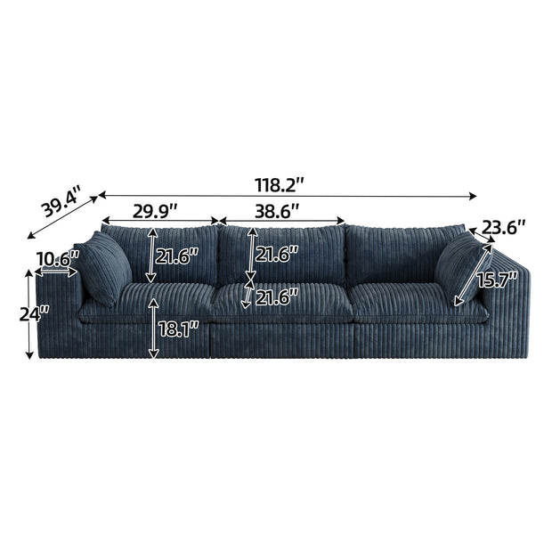 JIYI Cloud Sofa Bed Vacuum Compressed Sofa With Corduroy Fabric And Removable Cushion