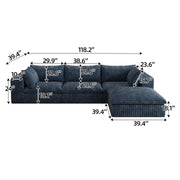 JIYI Cloud Sofa Bed Vacuum Compressed Sofa With Corduroy Fabric And Removable Cushion