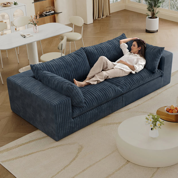 JIYI Cloud Sofa Bed Vacuum Compressed Sofa With Corduroy Fabric And Removable Cushion