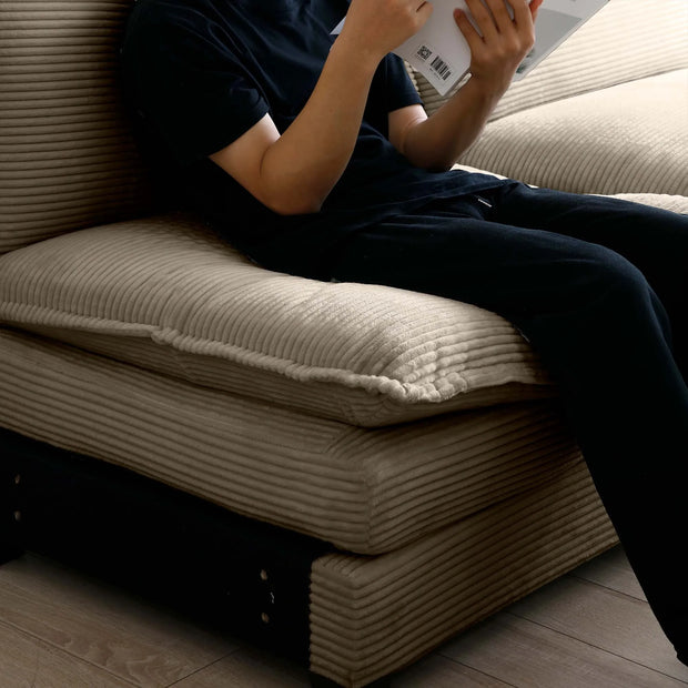 Modern 4-Seater U-Shape Corduroy Sofa Premium Soft Fabric with 2 Ottomans for Living Room