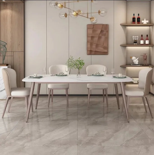 ATUNUS Modern Luxury Golden Stainless Steel Dining Table for Dining Room Furniture Dinner Table Set