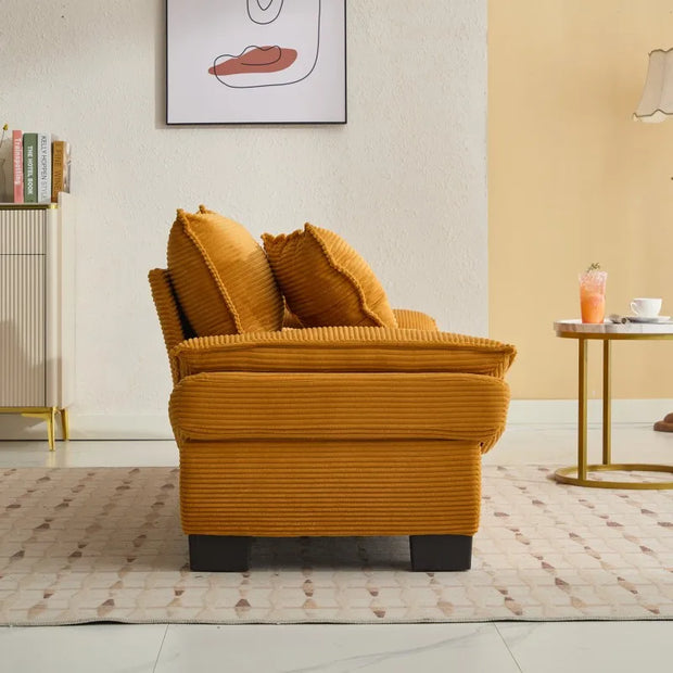 Space Saving Corduroy Convertible Sofa Modern Loveseat Sleeper Set with Tufted Reversible Cushions for Hotel Studio Apartment