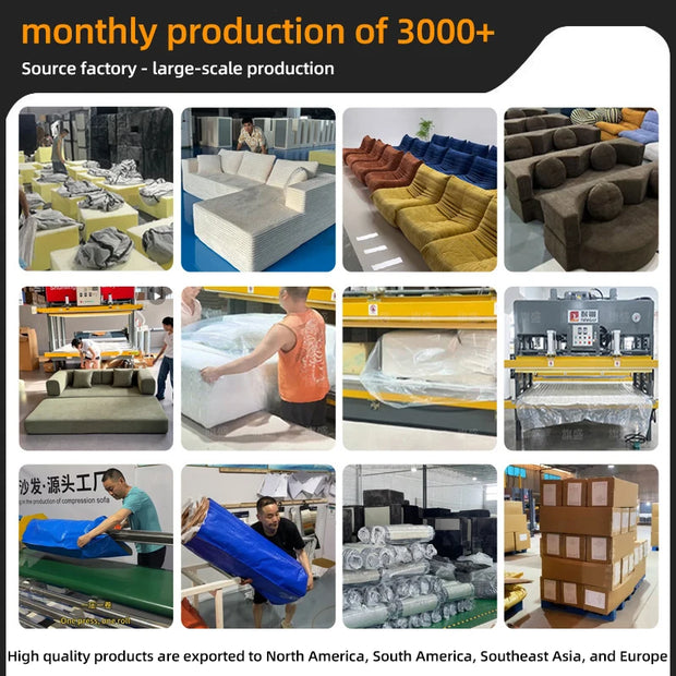 JIYI Modern High-Density Sponge Fabric Sofa Bed Boneless Compressed Vacuum Made in China Living Room Furniture Set