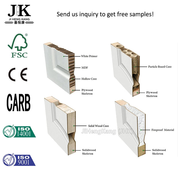 JHK-004 Good Quality With Cheap Price White Primer Interior Wooden Door