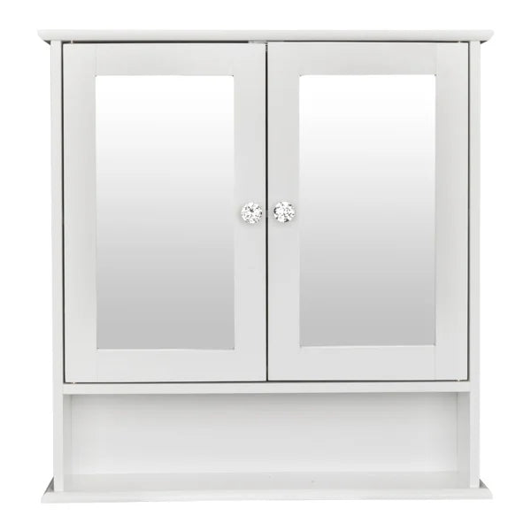 DB White Indoor Wall-Mounted Double Door Cabinet Rectangular LED Illuminated Bathroom Mirror IP44 Rated for Kitchen Use