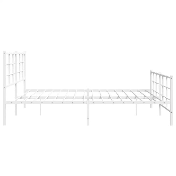 White Powder-Coated Steel Full Bed Frame – Durable Modern Rectangular Design