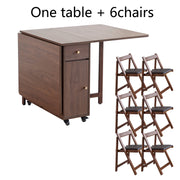 Folding Dining Table with 2 Drawers & 4 Wheels – Space-Saving Kitchen & Living Room Table