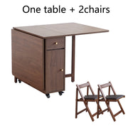 Folding Dining Table with 2 Drawers & 4 Wheels – Space-Saving Kitchen & Living Room Table