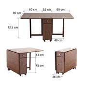Folding Dining Table with 2 Drawers & 4 Wheels – Space-Saving Kitchen & Living Room Table