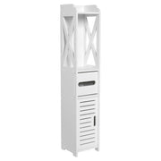 80x15.5x15CM Bathroom Toilet Furniture Cabinet White Wood Cupboard Shelf Tissue Storage Rack