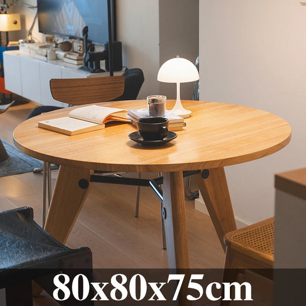Solid Wood Dining Table Dining Room Round Table Modern Nordic Individual Movable Tables Living Room Home Furniture Tables To Eat