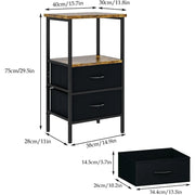 Side Table Bedside Table with 2 Fabric Storage Drawers for Bedroom Living Room Dorm Night Stands for Small Space