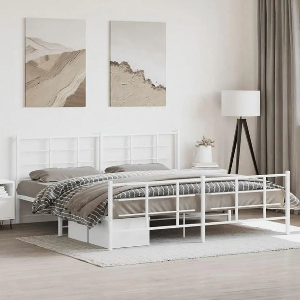 White Steel Full Bed Frame – Durable Modern Design with Powder-Coated Finish