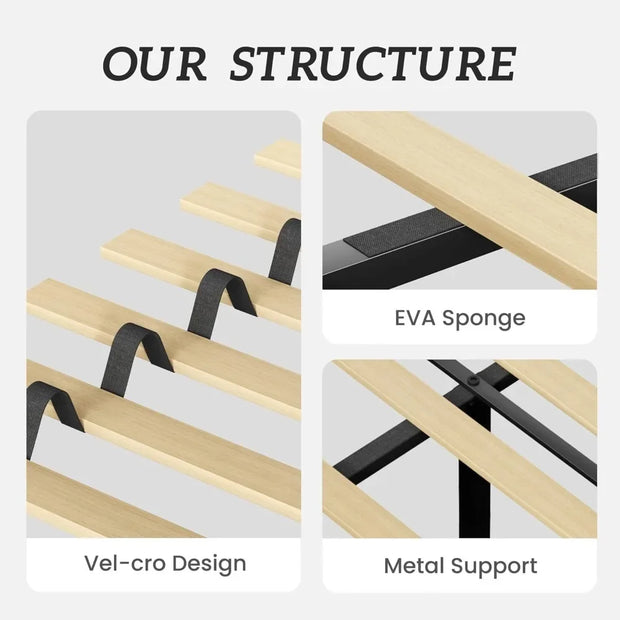 Bed Frame, Platform Bed Frame with Velvet Upholstered Headboard, No Box Spring Needed, Sturdy Metal Support, Noise Free