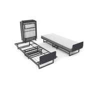 Metal Folding Bed Frame with Foam Mattress of Pockets Easy Storage and Movable with 4 Castors