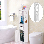 80x15.5x15CM Bathroom Toilet Furniture Cabinet Cupboard Shelf Tissue Storage Rack White Wood-Plastic Board
