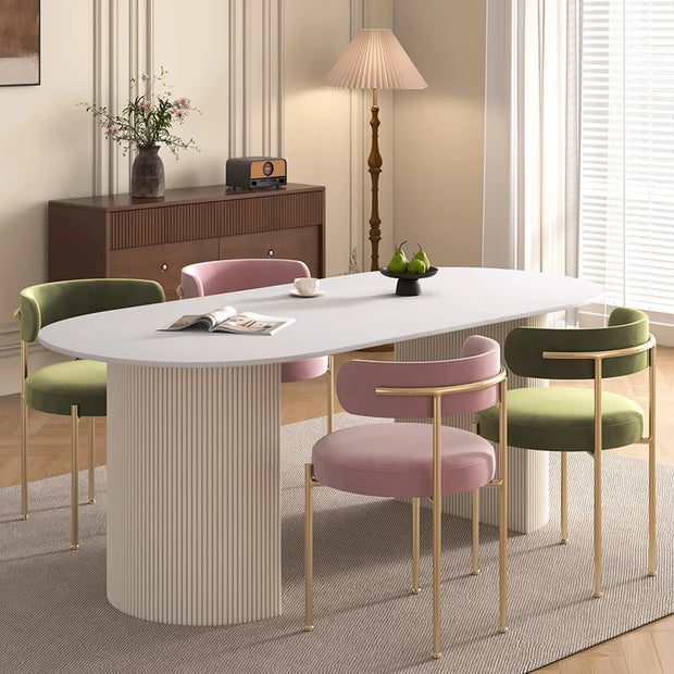 Oval Modern Dining Table Kitchen Unique Nordic Italian Salon Dining Table Luxury White Design Mesas De Jantar Home Furniture