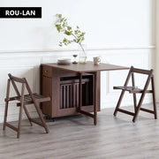 Folding Dining Table with 2 Drawers & 4 Wheels – Space-Saving Kitchen & Living Room Table