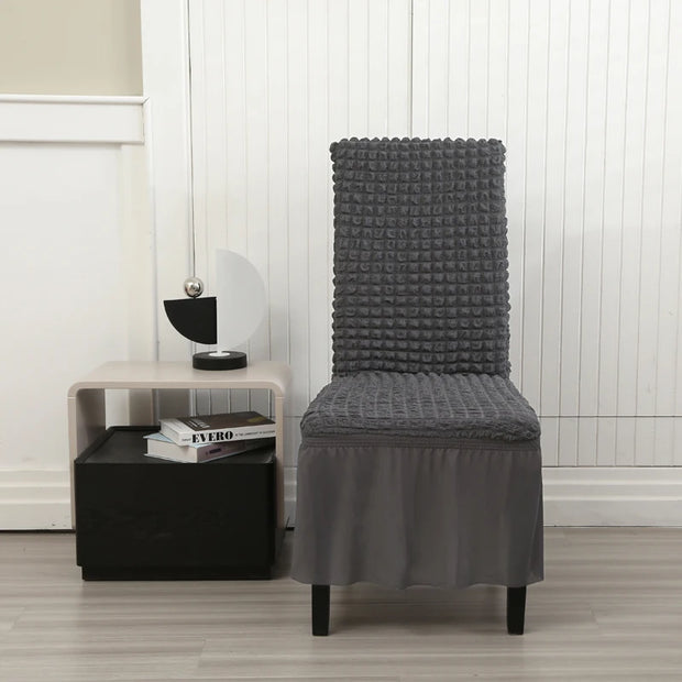 High Quality Seersucker Chair Cover For Dining Room Banquet Chair Slipcover Stretch Chair Skirt Elastic Wedding Chair Decoration