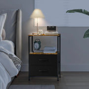 Side Table Bedside Table with 2 Fabric Storage Drawers – Nightstand for Bedroom, Living Room & Dorm
