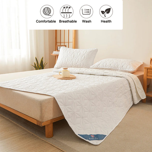 Waterproof Mattress Protector – Breathable, Noiseless Cover with 4 Elastic Straps, Fits up to 40cm Deep
