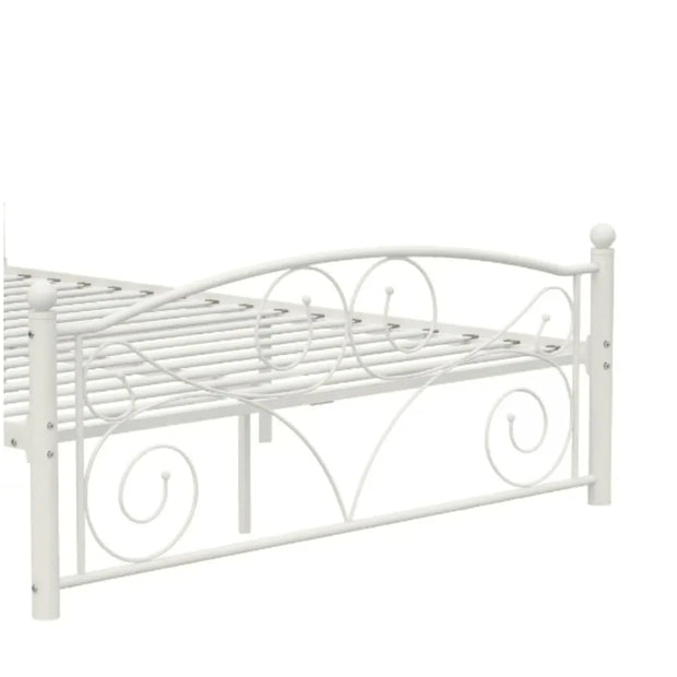 Sturdy Queen Metal Bed Frame – Flower Design with Headboard & Footboard
