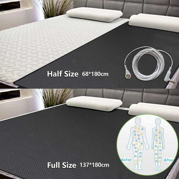 Grounding Mat For Bed Grounding Pad Mattress Cover While Sleeping Twin Size Conductive Carbon Coated Vegan Leather Mattress Pad
