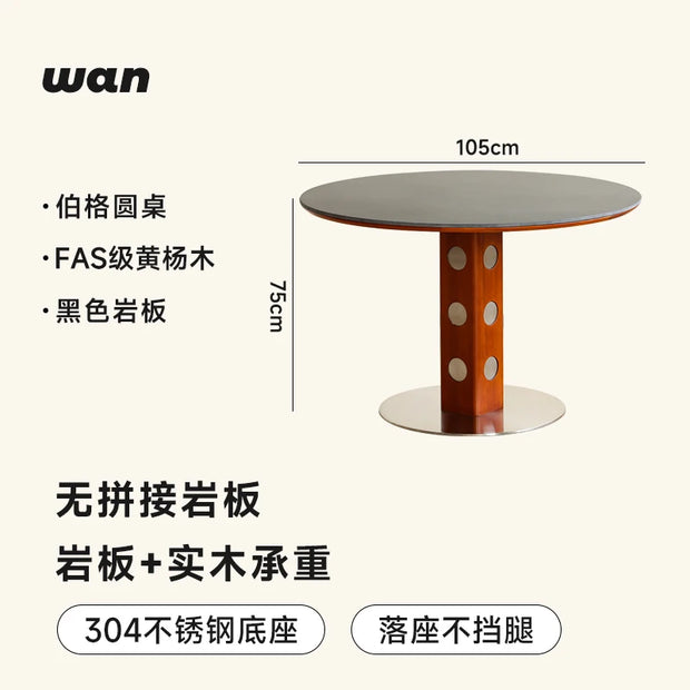 Living Luxury Vintage Wood Round Dining Table – Minimalist Balcony & Breakfast Set