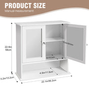 Bathroom Cabinet Wall-Mounted Storage Cabinet Modern Toilet Cupboard Storage Unit with Double Mirror Door Adjustable Shelf White