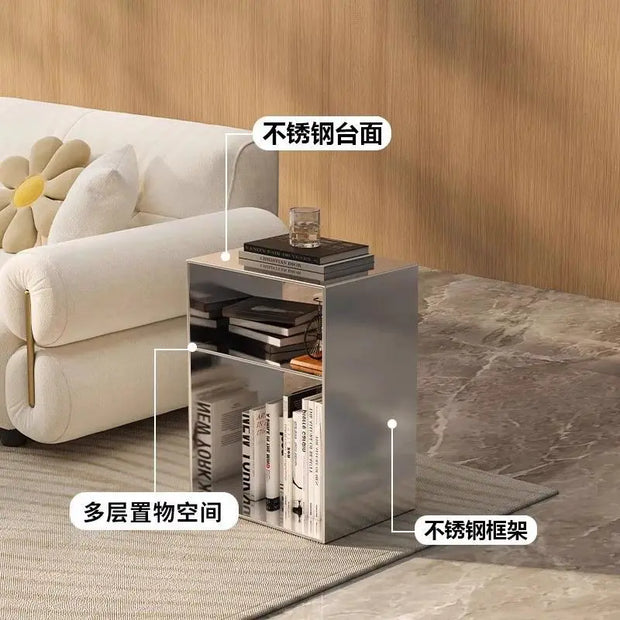 Bedroom Bedside Table Creative Side Cabinet In The Ancient Style of Stainless Steel Shelf Home Landing Multi-storey Storage