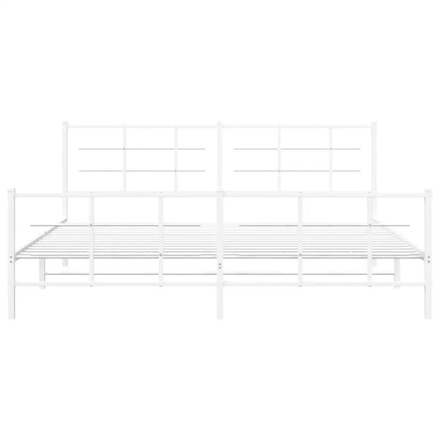 White Powder-Coated Steel Full Bed Frame – Durable Modern Rectangular Design