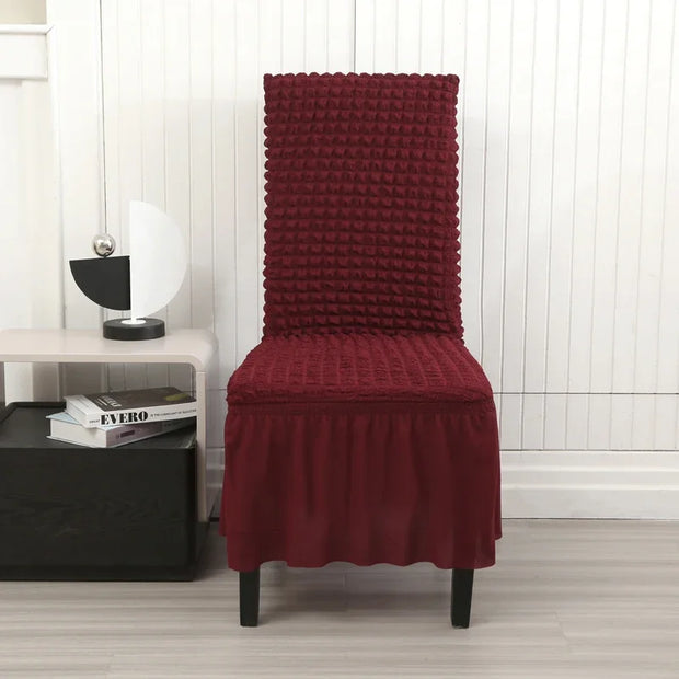 High Quality Seersucker Chair Cover For Dining Room Banquet Chair Slipcover Stretch Chair Skirt Elastic Wedding Chair Decoration