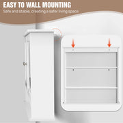 Bathroom Cabinet Wall-Mounted Storage Cabinet Modern Toilet Cupboard Storage Unit with Double Mirror Door Adjustable Shelf White