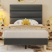 Bed Frame, Platform Bed Frame with Velvet Upholstered Headboard, No Box Spring Needed, Sturdy Metal Support, Noise Free