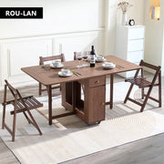 Folding Dining Table with 2 Drawers & 4 Wheels – Space-Saving Kitchen & Living Room Table