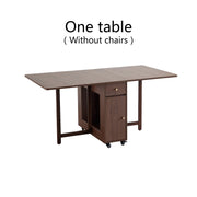 Folding Dining Table with 2 Drawers and 4 Wheels for Living Room,Kitchen, Farmhouse, Space Saving Table