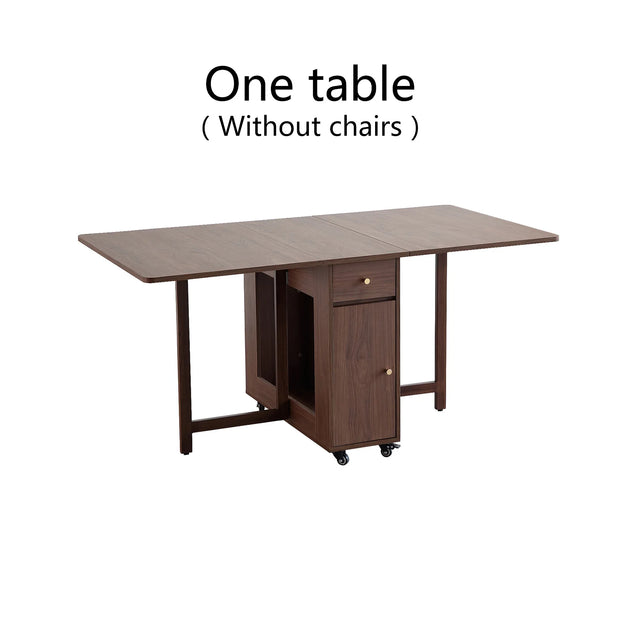 Folding Dining Table with 2 Drawers & 4 Wheels – Space-Saving Kitchen & Living Room Table