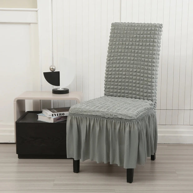 High Quality Seersucker Chair Cover For Dining Room Banquet Chair Slipcover Stretch Chair Skirt Elastic Wedding Chair Decoration