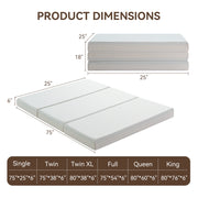 Hcore 1 PC Tri fold Memory Foam Mattress, 6 Inch Fold Up Mattress with Storage Bag, Full Folding Mattress for Floor, Guest Beds