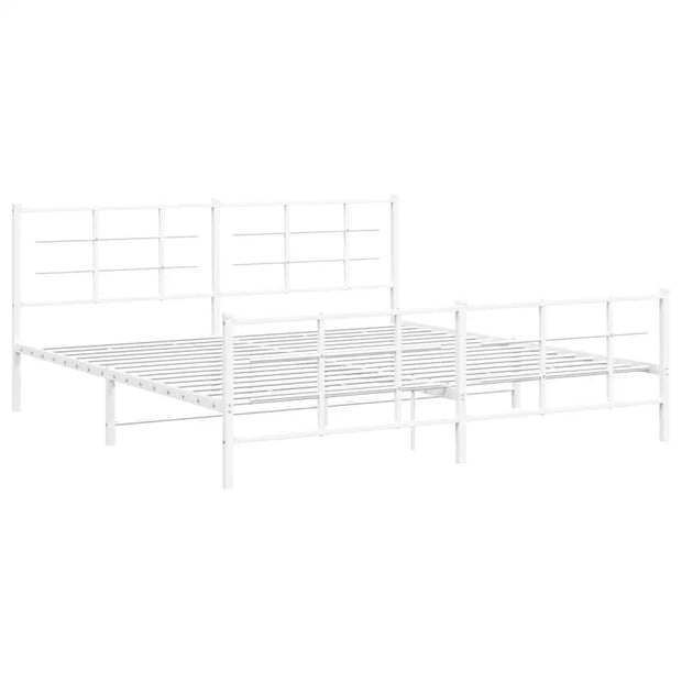 White Steel Full Bed Frame – Durable Modern Design with Powder-Coated Finish