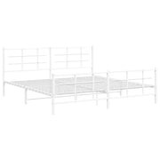 White Powder-Coated Steel Full Bed Frame – Durable Modern Rectangular Design