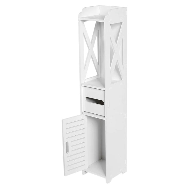 80x15.5x15CM Bathroom Toilet Furniture Cabinet Cupboard Shelf Tissue Storage Rack White Wood-Plastic Board