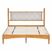 Wood Bed Frame With Fabric Upholstered board