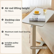 Hydraulic lifting bedside table Movable lifting computer table Desk standing sofa side few folding notebook table