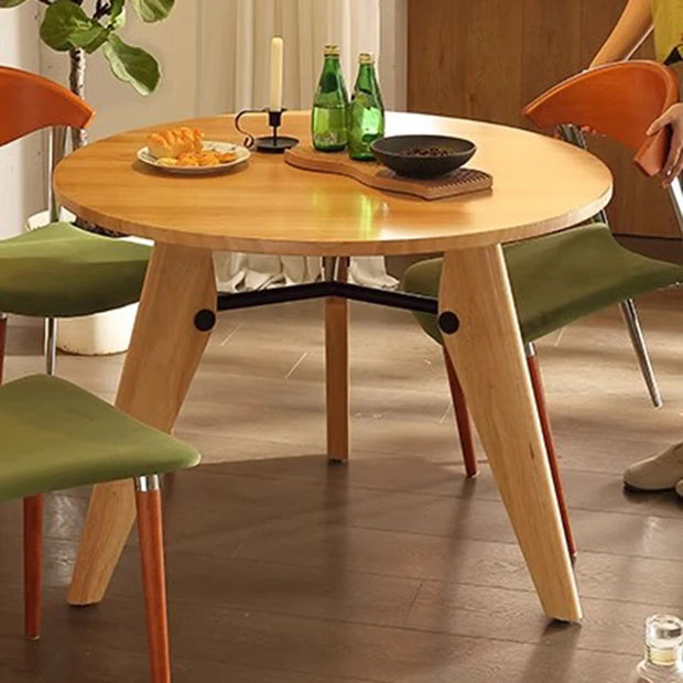 Solid Wood Round Dining Table – Modern Nordic Movable Tables for Living & Dining Rooms